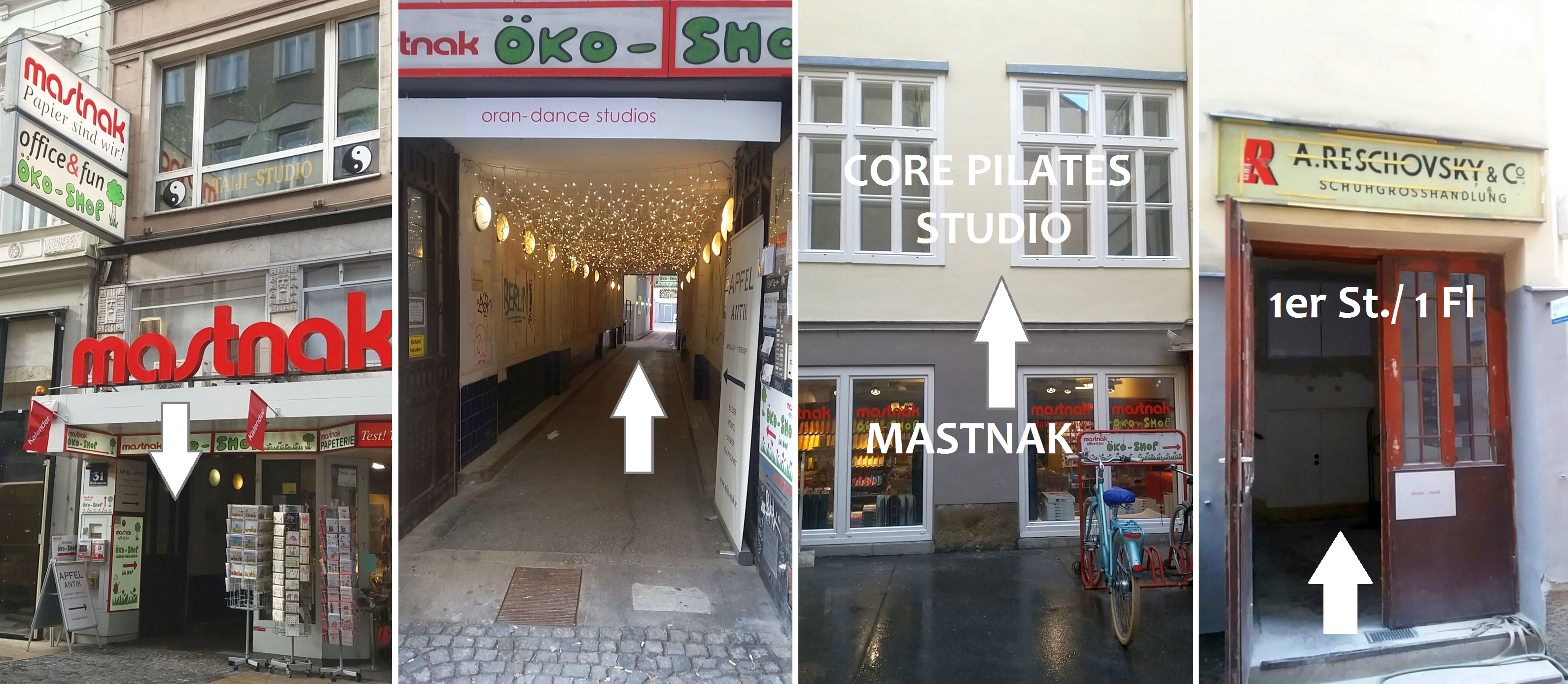 shows how to find Core Pilates Studio